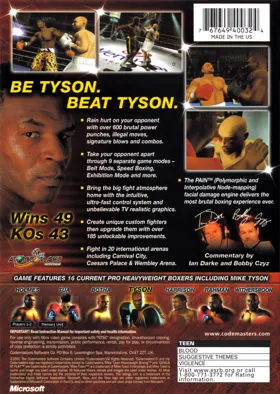 Mike Tyson Heavyweight Boxing (USA) box cover back